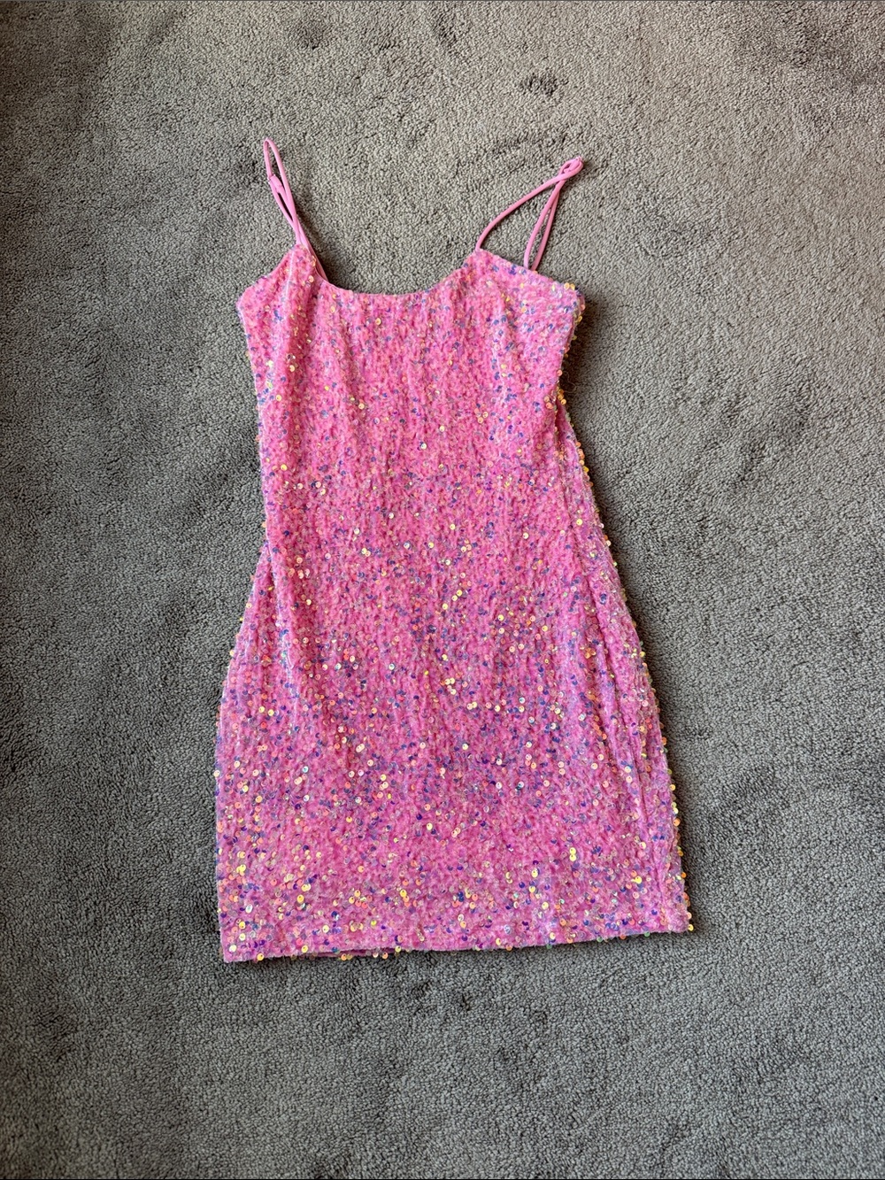 Lucy In The Sky Pink Sequin Bodycon Mini Dress SIZE S Sparkly Party Clubwear